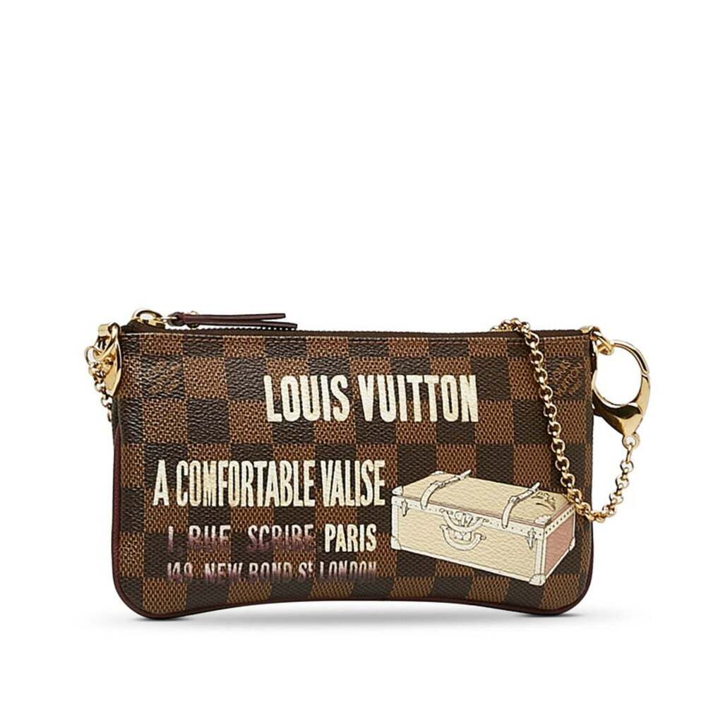 LOUIS VUITTON Authentic Brown Leather Pochette Pouch - Picture 2 of 10